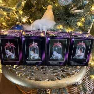 4 Glass carousel horse Christmas Ornaments